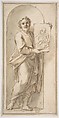 Saint Luke Holding a Painting of the Virgin and Child, Marcantonio Franceschini  Italian, Pen and brown ink, brush and brown wash
