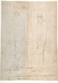 Roman Telamones in the Egyptian Style, Battista Franco (Italian, Venice ca. 1510–1561 Venice), Pen and brown ink, over traces of black chalk