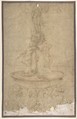 Design for a Fountain with Sea Horses and Triton Base, Basin, Dolphins and Tritons, Three Grotesque heads and Neptune, Battista Franco (Italian, Venice ca. 1510–1561 Venice), Pen and brown ink