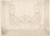 Design for a Ceiling Decoration, Donato Giuseppe Frisoni (Italian, Laino near Como 1683–1735 Ludwigsburg), Pen and brown ink, brush and gray-brown wash, over graphite or leadpoint with ruled and compass construction
