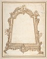 Design for a Sculptured Mirror Frame Decorated with Putti, Volutes and Garlands and a Coat of Arms at Bottom, Attributed to Guiseppe Gagliardi (Italian), Pen and brown ink, brush and brown wash, over traces of black chalk