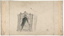 Design for a Stage Set at the Opéra, Paris (recto); Design for a doorway (verso), Eugène Cicéri (French, Paris 1813–1890 Fontainebleau), Graphite (recto); pen and black ink, brush and gray wash, graphite (verso)