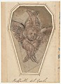 A Seraph (Cartoon for an Embroidery), Raffaellino del Garbo (also known as Raffaelle de' Capponi and Raffaelle de' Carli) (Italian, San Lorenzo a Vigliano, near Florence, ca. 1470–after 1527 Florence), Pen and brown ink, brush and rose wash, highlighted with white gouache, over black chalk; outlines of design and framing outlines pricked and with traces of rubbed black pouncing dust