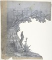 Design for a Stage Set at the Opéra, Paris: A Tent, Eugène Cicéri (French, Paris 1813–1890 Fontainebleau), Graphite, heighted with white