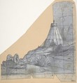 Design for a Stage Set at the Opéra, Paris: Tent and Overturned Wagon, Eugène Cicéri (French, Paris 1813–1890 Fontainebleau), Graphite, heightened with white