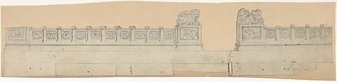 Design for a Stage Set at the Opéra, Paris: Balustrade with Chinese Motif, Eugène Cicéri (French, Paris 1813–1890 Fontainebleau), Graphite