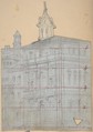 Design for a Stage Set at the Opéra, Paris, Eugène Cicéri (French, Paris 1813–1890 Fontainebleau), Graphite; framing lines in pen and red ink