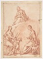 The Virgin and Child Appearing to Saint Agatha and Saint Lucy, Nicola Grassi  Italian, Red chalk; framing lines in pen and brown ink