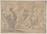 Adoration of the Magi, Ercole Graziani the Younger (Italian, Bologna 1688–1765 Bologna), Black chalk, stumped, highlighted with white, on beige paper
