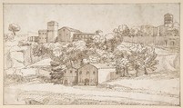 Landscape Study: Surburbs of Rome, Giovanni Francesco Grimaldi (Italian, Bologna 1606–1680 Rome), Pen and brown ink