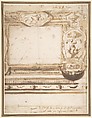 Design for a Wall Decoration with the Coat of Arms of the Borghese Family., Attributed to Giovanni Guerra (Italian, Modena 1544–1618 Rome), Pen and dark brown ink, brush and brown wash, over traces of leadpoint or black chalk