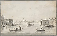 The Punta di San Giobbe, with the Island of San Secondo in the Distance, Giacomo Guardi (Italian, Venice (?) 1764–1835 Venice (?)), Pen and brown ink, brush and gray wash