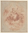 The Virgin and Child Holding Scapulars, Francesco Guardi  Italian, Red chalk, traces of gouache highlight, on gray (originally blue) paper