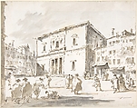 The Fenice Theater in Venice (recto); Fragment of a Larger Drawing Representing Part of a Column and a Cornice (verso), Francesco Guardi (Italian, Venice 1712–1793 Venice) (recto), Pen and brown ink, brush with brown and gray wash over traces of black chalk (recto); pen and brown ink, brush and gray wash (verso)