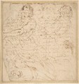 Two Studies of a Kneeling Male Figure (recto); Handwritten letter (verso), Guercino (Giovanni Francesco Barbieri) (Italian, Cento 1591–1666 Bologna), Pen and brown ink