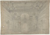 Design for a Stage Set at the Opéra, Paris: Interior with Coiffered Ceiling, Eugène Cicéri (French, Paris 1813–1890 Fontainebleau), Graphite