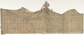 Design for a Stage Set at the Opéra, Paris, Eugène Cicéri (French, Paris 1813–1890 Fontainebleau), Graphite, brush and red and yellow wash