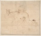 Man Stabbing Himself, Circle of Guercino (Giovanni Francesco Barbieri) (Italian, Cento 1591–1666 Bologna), Pen and brown ink, squared in black chalk