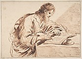 Saint Paul, Imitator of Guercino (Giovanni Francesco Barbieri) (Italian, Cento 1591–1666 Bologna), Pen and brown ink, brush and brown ink, over leadpoint or graphite.