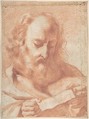 Man Reading, Anonymous, Italian, Roman-Bolognese, 17th century  Italian, Red chalk over some black chalk