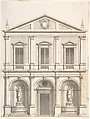 Design for a Church Façade, Giuseppe Jarmorini (Italian, Bologna 1732–1816 Bologna), Pen and brown ink, brush and gray wash, over graphite