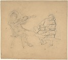 Two Seated Musicians (Recto); A Group of Figures Squared with Diagonal Lines (Verso), Camilo Innocenti (Italian, born 1861), Black chalk and graphite on heavy wove paper