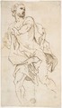 Male Figure Running, Giovanni Lanfranco (Italian, Parma 1582–1647 Rome), Pen and brown ink