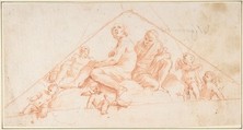 Seated Apostles and Putti, Giovanni Lanfranco (Italian, Parma 1582–1647 Rome), Red chalk