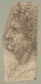 Head of a Man in Profile Facing to the Left, Leonardo da Vinci Italian, Pen and brown ink, over soft black chalk