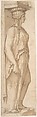 Caryatid Facing Right, Pirro Ligorio  Italian, Pen and brown ink, brush and brown wash, over traces of leadpoint or black chalk