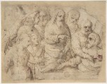Raising of Lazarus, attributed to Lorenzo Lotto (Italian, Venice ca. 1480–1556 Loreto) (?), Pen and brown ink, over black chalk