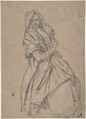 Study of a Seated Woman, Pietro Longhi (Pietro Falca) (Italian, Venice 1701–1785 Venice), Black chalk stumped, highlighted with white chalk, on light brown paper