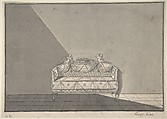 Design for a sofa with putti, Franz Krauß  Austrian, Pen and black ink, brush and gray wash, over traces of black chalk.
