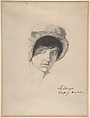 The Head of a Young Woman Wearing a Bonnet, Max Klinger German, Graphite with pen, brush and ink