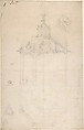 Plan of the Roof and Section of a Pavilion in the Gardens of the Château de Saint-Cloud (recto); Study for the Exterior with Partial Plan of the Pavilion (verso), Pierre Contant d&#39;Ivry (French, Ivry-sur-Seine 1698–1777 Paris), Pen and brown and gray ink, brush and brown wash over traces of black chalk (recto); black chalk (verso)