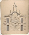 Elevation of the Pompe de la Samaritaine, Paris, Robert de Cotte (French, Paris 1656/57–1735 Paris), Pen and black ink, brush and gray wash, and graphite