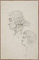 Portraits of Jean-Baptiste-Joseph Gobel (1727-1794), Bishop of Paris in 1792-93, and Pierre-Gaspard Chaumette (1763-1794), Procurator of the Commune in 1792, sketched on the way to the guillotine, April 12, 1794., Baron Dominique Vivant Denon (French, Givry 1747–1825 Paris), Black chalk