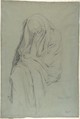 Study for Vieille Italienne(recto); Drapery Study (verso), Edgar Degas (French, Paris 1834–1917 Paris), Graphite on blue paper. Verso: graphite