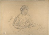 Study for “Madame Théodore Gobillard” (Yves Morisot), Edgar Degas  French, Graphite; squared in graphite