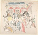 Club El Patio, Tsuguharu Foujita (French (born Japan), Tokyo 1886–1968 Zurich), Watercolor, pen and ink, and black crayon