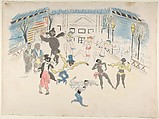 Harlem Cotton Club, Tsuguharu Foujita (French (born Japan), Tokyo 1886–1968 Zurich), Pen and black ink, watercolor