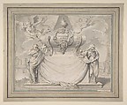 Design for a Funeral Ticket, Hubert François Gravelot (French, Paris 1699–1773 Paris), Pen and gray ink, brush and gray wash; framing lines in pen and gray ink