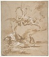 Elijah Visited by an Angel in the Wilderness (1 Kings 19:4-8), Alessandro Magnasco (Italian, Genoa 1667–1749 Genoa), Brush and brown wash, highlighted with white, over traces of black chalk, on light brown paper
