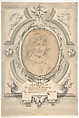 Self-Portrait, Onorio Marinari (Italian, Florence 1627–1715 Florence), Black and red chalk on beige paper (the oval portrait); brush and gray wash over black chalk (the drawn frame)