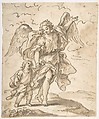 Tobias and the Angel, attributed to Paolo De Matteis (Italian, Piano del Cilento 1662–1728 Naples) (?), Pen and brown ink, brush and wash over traces of black chalk