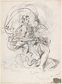 Studies of a Reclined Woman on a Seashell, for the Triumph of Galatea (recto and verso), Paolo De Matteis (Italian, Piano del Cilento 1662–1728 Naples), Brush and brown wash, over black chalk (recto); black chalk (verso)