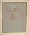 Head of a Bearded Man Looking to Upper Left (Saint Ambrose), Carlo Maratti  Italian, Red chalk on blue paper