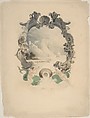 Ornamental marine cartouche, Anonymous, French, 19th century  French, Graphite, pen and gray and black ink, brush and gray wash, watercolor