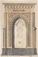Design for gothic archway and cross, Anonymous, German, 19th century  German, Pen and black ink, brush and gray and brown wash, graphite.