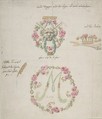 Ornamental designs for porcelain, Anonymous, German, 18th century  German, Watercolor with traces of graphite.